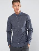 Tommy Hilfiger Shirt With Grid Check In Slim Fit Navy - Navy