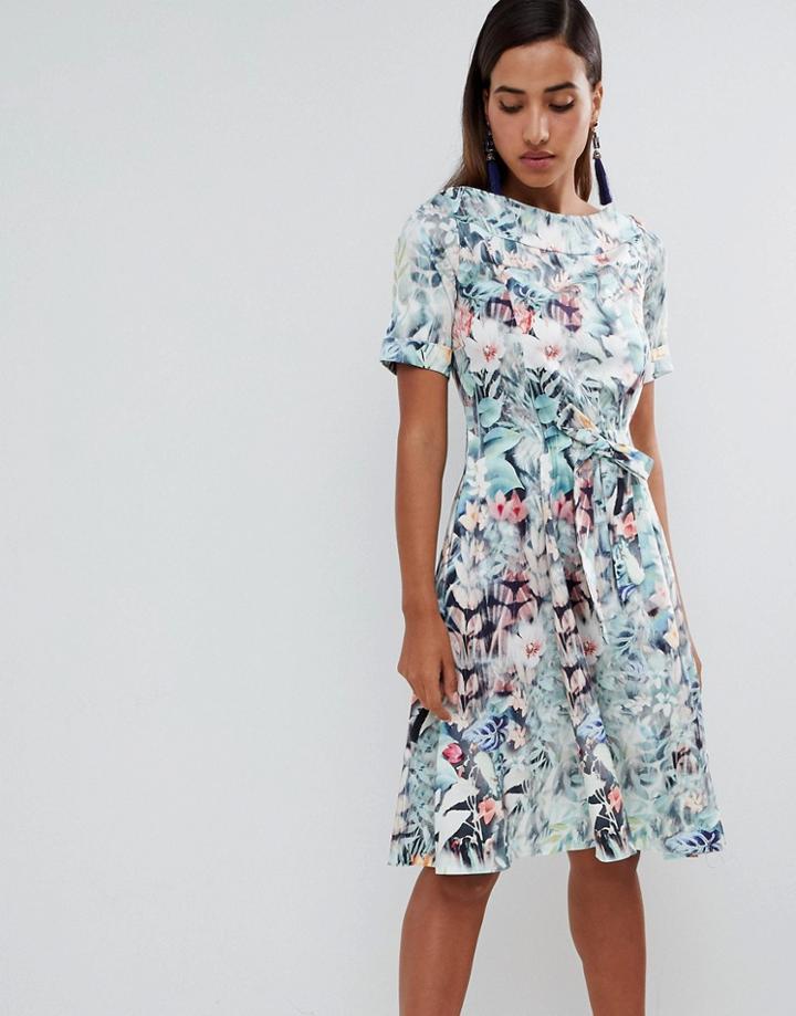 Closet London Floral Tie Waist Dress-multi