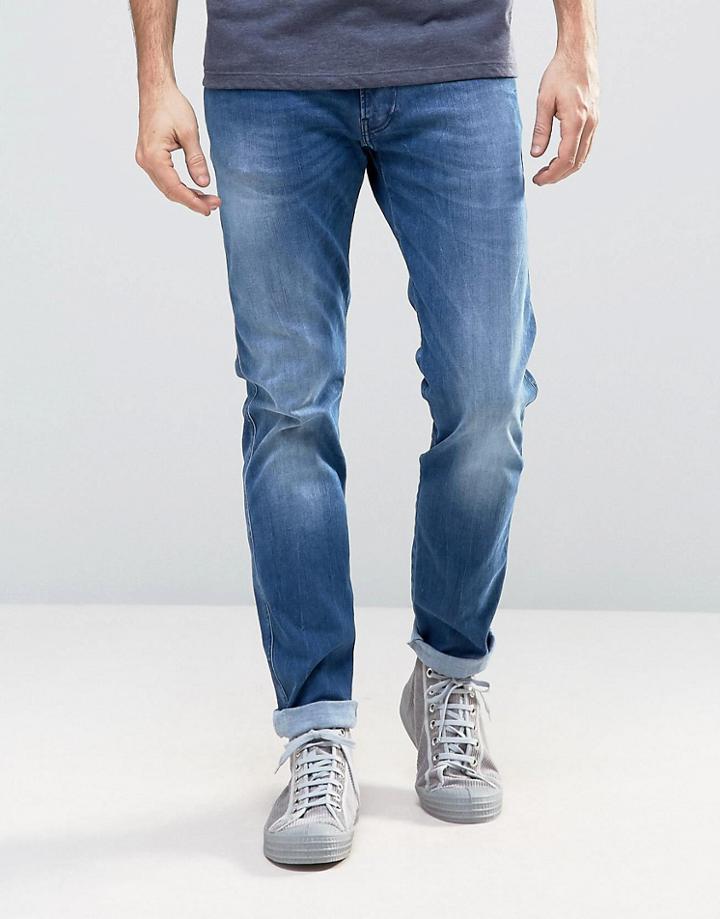 Replay Anbass Slim Hyperflex Jean Mid Blue Wash - Blue