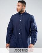 Asos Plus Regular Fit Smart Oxford Shirt In Navy - Navy