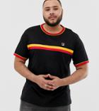 Fila Plus Razee Ringer T-shirt With Stripe In Black - Black