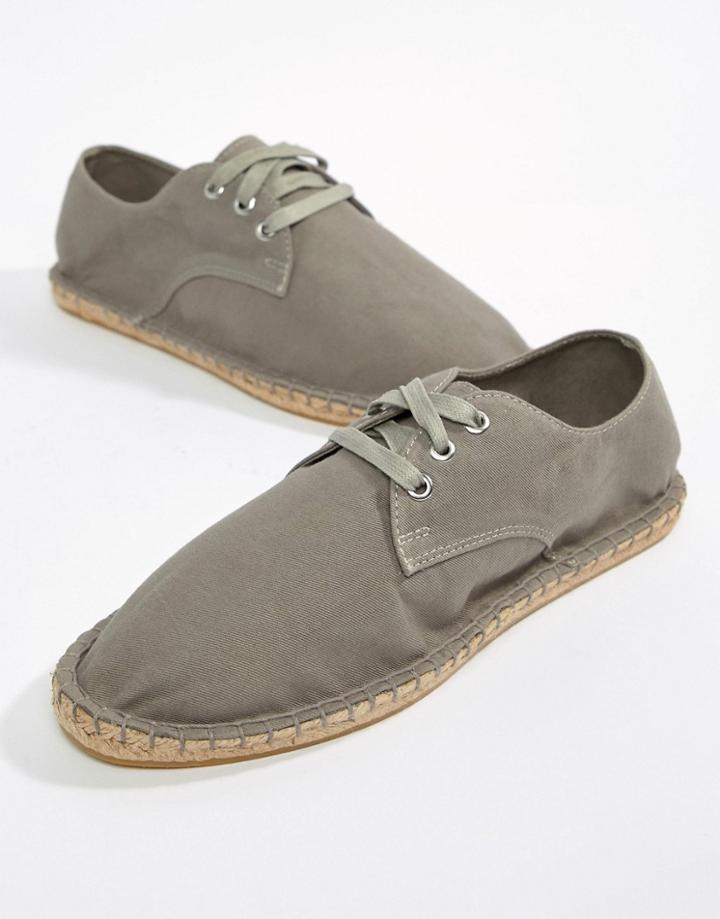 Asos Design Lace Up Espadrilles In Gray - Gray