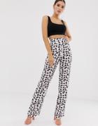 Koco & K Wide Leg Pants In Pink Fleck Print-multi