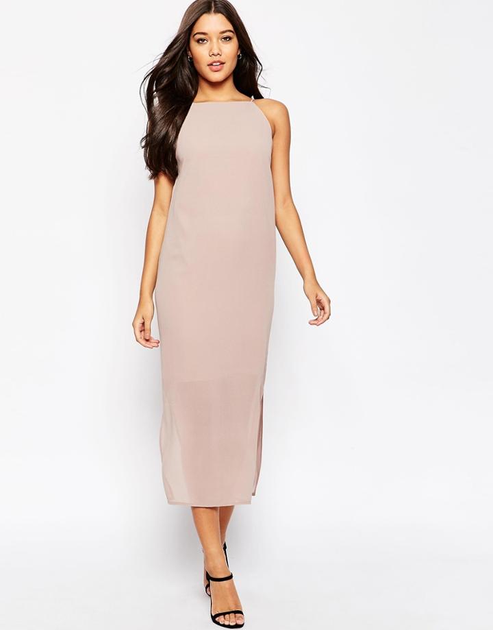 Asos Maxi Cami Clean High Neck Dress - Mink