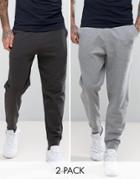 Asos Joggers 2 Pack Washed Black/ Grey Marl Save - Multi