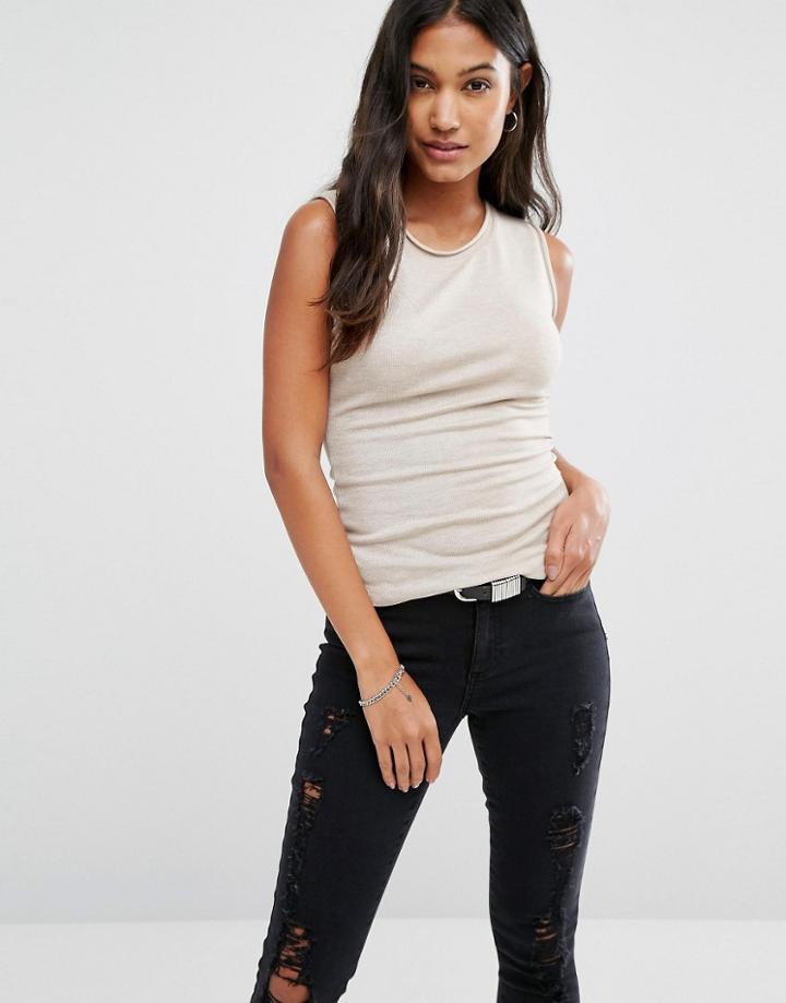 Supertrash Terve Knit Rib Sleeveless Top - Brown