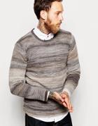 Nudie Crew Sweater Dale Horizontal Slub Stripe - Brown