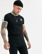 Siksilk Muscle T-shirt In Black With Logo Detail