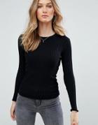 Brave Soul Fine Rib Sweater - Black