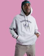 Asos Design Organic Blend Oversized Hoodie In White Heather With Saint Tropez Print