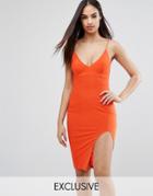 Club L Midi Cami Dress With Split - Orange