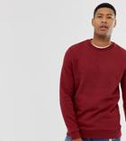 Asos Design Tall Sweatshirt In Burgundy - Red