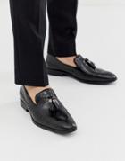 Asos Design Brogue Loafers In Black Leather - Black