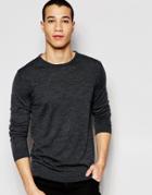 Selected Knitted Crew Neck Sweater In Merino Wool - Mid Gray Melange