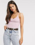 Fashion Union Knitted Cami Top In Metallic Pink