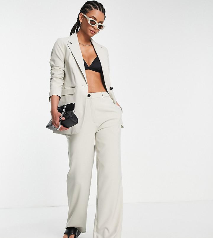 Topshop Tall Slouch Pants In Pale Gray - Part Of A Set