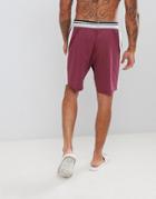 Asos Design Pyjama Shorts In Short Length With Stripe Waistband - Red