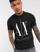 Armani Exchange Ax Icon Large Logo T-shirt In Black