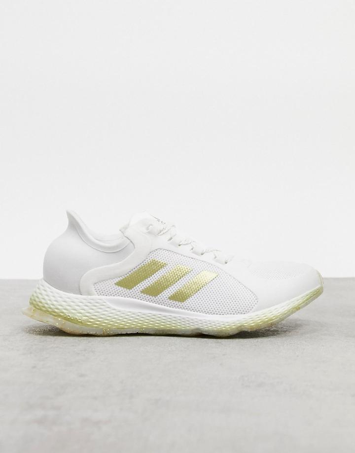 Adidas Running Focus Breathe Sneakers In White And Gold