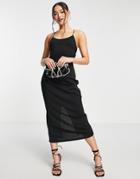 Trendyol Strappy Open Back Midi Dress In Black