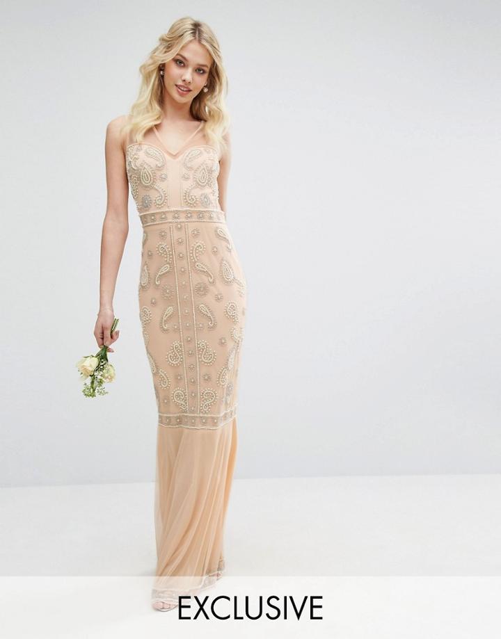 Maya Embellished Maxi Dress With Fishtail - Pink