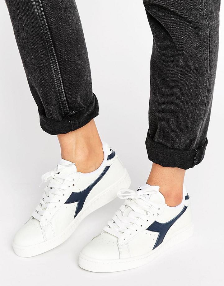 Diadora Game Low Sneakers In White & Navy - White