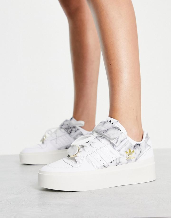 Adidas Originals Forum Bonega Sneakers In White With Marble Print