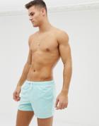 Asos Design Swim Shorts Light Blue Short Length - Blue