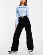 Asos Design High Rise Relaxed Dad Pants In Black Corduroy