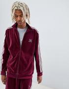 Adidas Originals Velour Hoodie In Red Dh5789 - Red