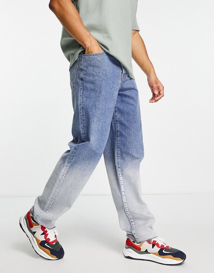 Asos Design Baggy Jeans In Faded Wash-blues