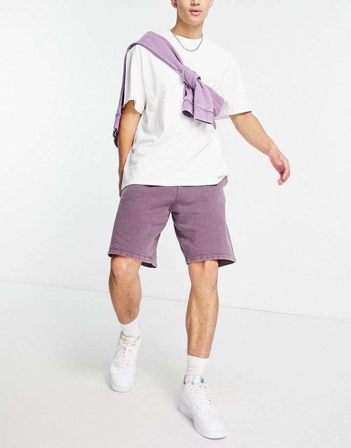 Asos Design Oversized Jersey Shorts In Washed Purple