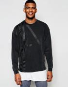 Asos Oversized Sweatshirt With Print & Acid Wash - Black