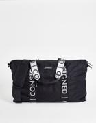 Consigned Taped Logo Strap Carryall In Black