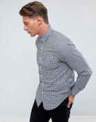 Abercrombie & Fitch Gingham Shirt Core Poplin Slim Fit In Navy/white - Navy