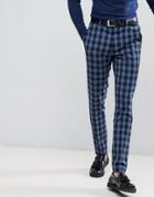 Asos Super Skinny Suit Pants In Blue Plaid Check - Blue