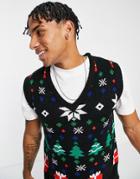 Another Influence Festive Print Sweater In Black