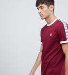 Fred Perry Sports Authentic Taped Ringer T-shirt In Burgundy - Red
