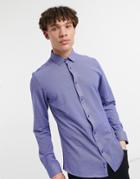 Harry Brown Pique Slim Fit Shirt In Denim Blue-blues