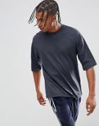 Asos Oversized Boxy T-shirt With Modesty V In Gray - Gray
