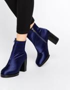 Asos Effects Ankle Boots - Navy Satin