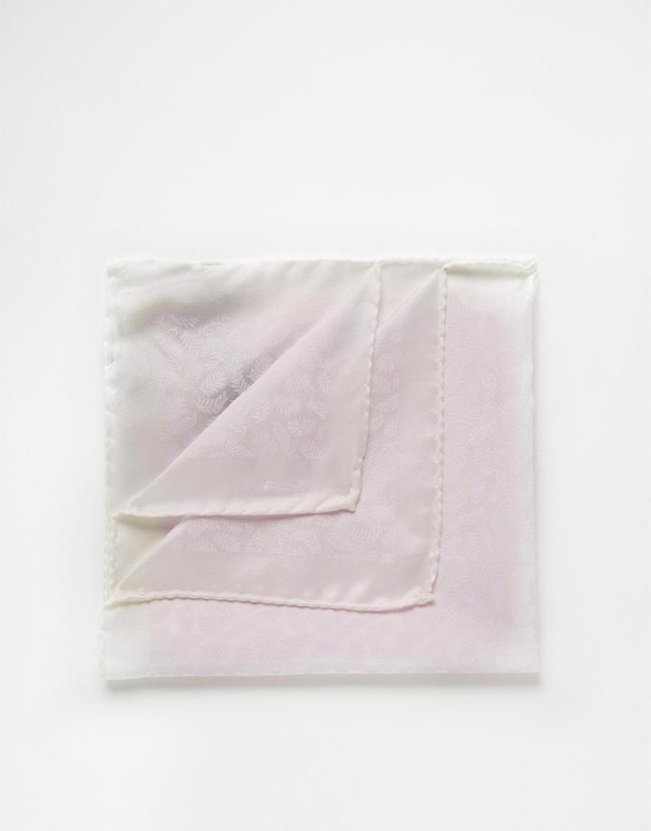 Ted Baker Leaf Print Silk Pocket Square - White