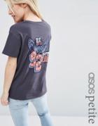 Asos Petite T-shirt With 90s Americana Print In Wash - Charcoal
