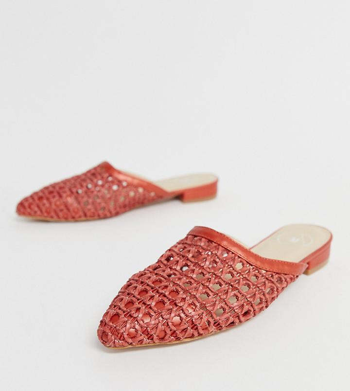 Missguided Raffia Mules In Terracotta - Red