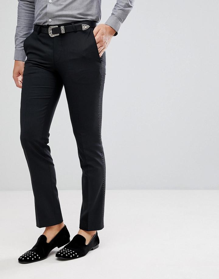 Noose & Monkey Super Skinny Polka Dot Panel Pants - Black