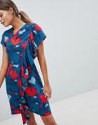 Closet Printed Dress With Frill Detail - Multi