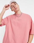 Topman Extreme Oversized T-shirt With Amore Embroidery In Pink