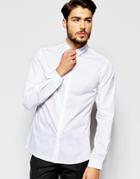 Noak Shirt With Micro Collar In Skinny Fit - White