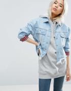 Asos Denim Anarchy Jacket With Check Lining - Blue