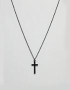 Icon Brand Cross Necklace In Gunmetal - Silver
